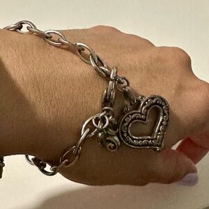 Brighton Silver Heart Charm Bracelet